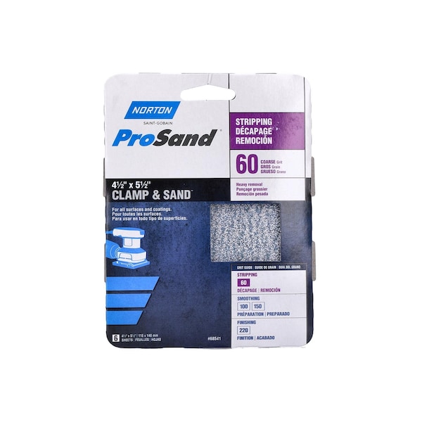 Norton Abrasives Norton ProSand 5-1/2 in. L X 4-1/2 in. W 60 Grit Aluminum Oxide Sanding Sheet 6 pk 07660768541 - main
